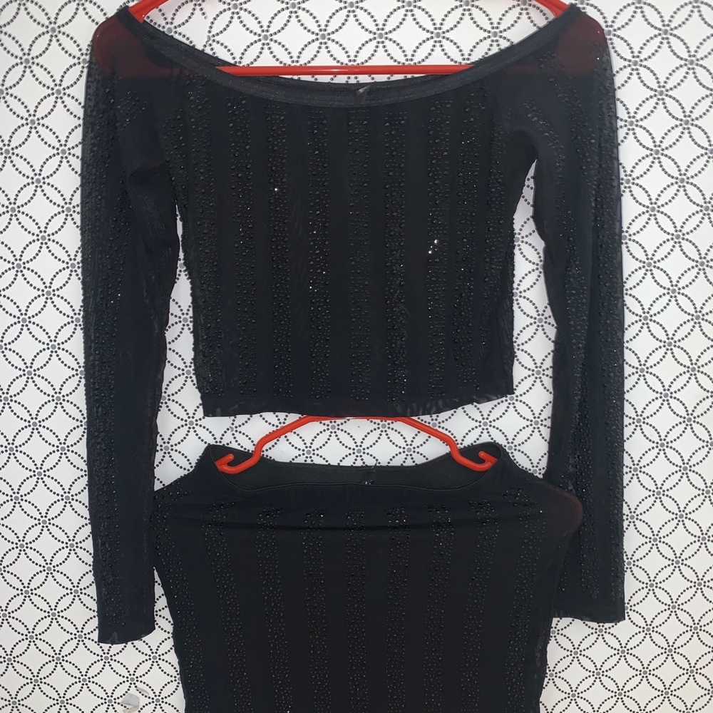 Black Sheer Studded Mini Skirt - Size Small